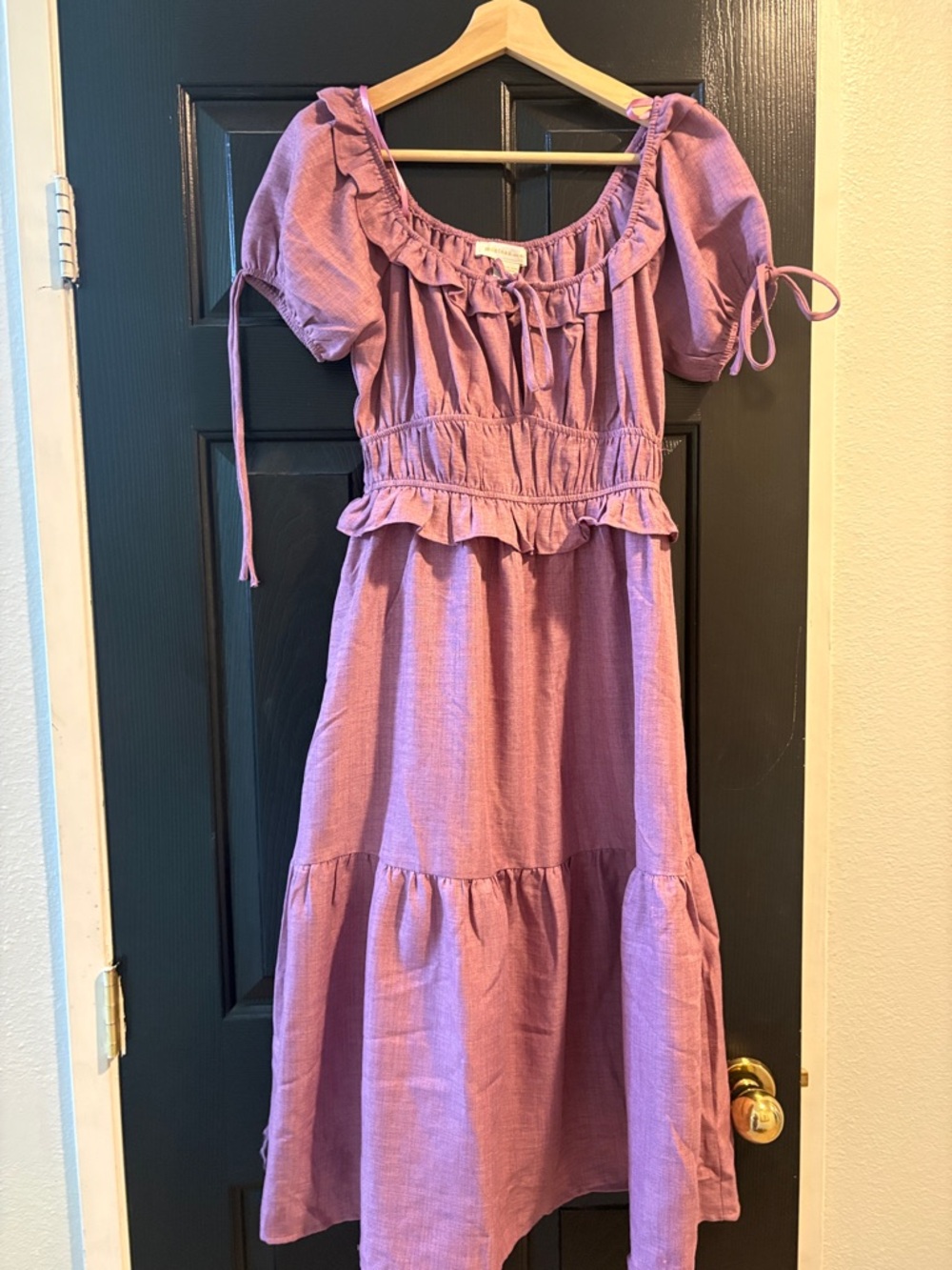 Monteau Lavender Puff Sleeve Tiered Dress